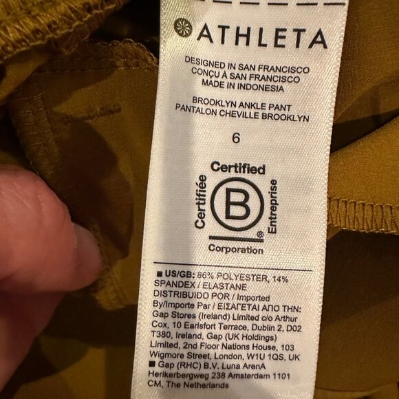 ATHLETA WOMENS MUSTARD YELLOW PANTS PULL ON SIZE 6 - Picture 7 of 8